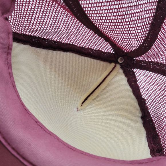 Vintage Dark Red Foam Mesh Snapback Trucker Hat Stacked Z-West Construction Logo - Picture 11 of 12
